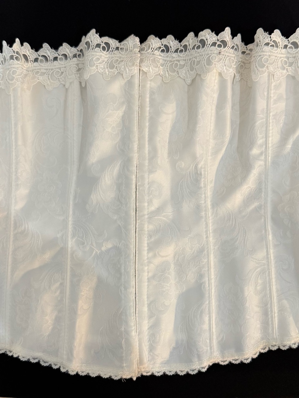 Frederick's of Hollywood White Lace-Trim Lingerie Corset Feminine Coquette Top